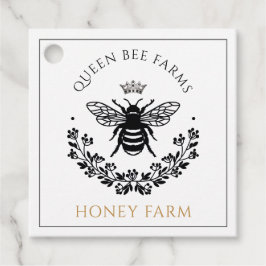 Elegant Queen Bee Black White Gold Business Bedankjes Labels