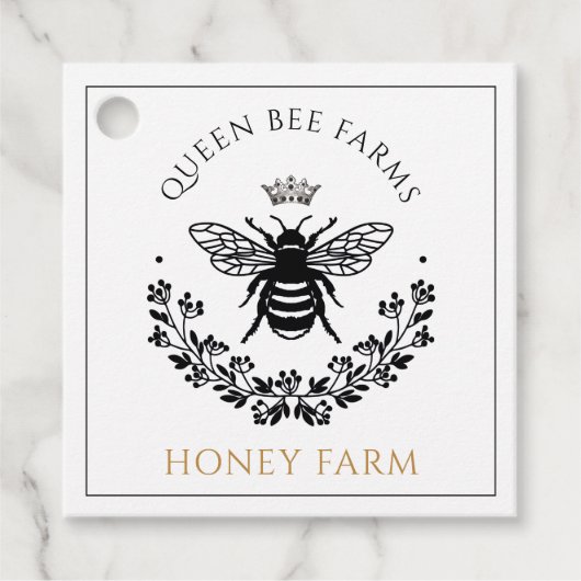 Elegant Queen Bee Black White Gold Business Bedankjes Labels (Voorkant)