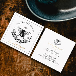 Elegant Queen Bee Black White Gold Business Vierkante Visitekaartje