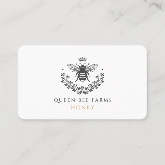 Elegant  Queen Bee Honey Zwart Wit Goud Visitekaartje (Voorkant)