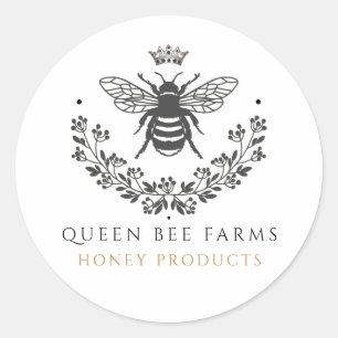 Elegant  Queen Bee Productlabel Ronde Sticker