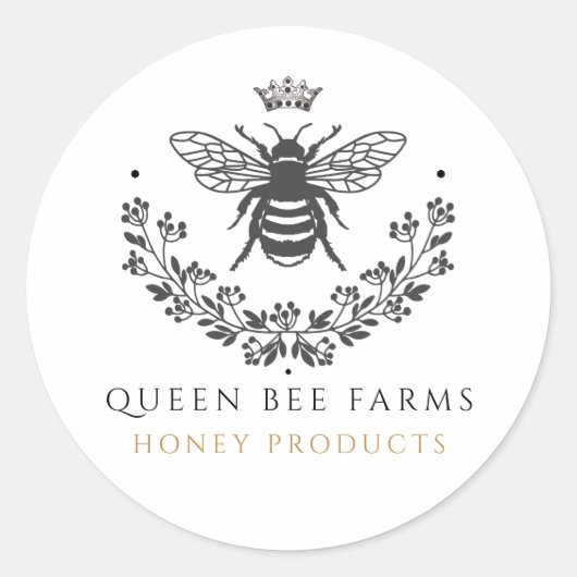 Elegant  Queen Bee Productlabel Ronde Sticker (Voorkant)