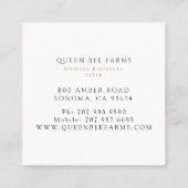 Elegant  Queen Bee Zwart Wit Goud Vierkante Visitekaartje (Achterkant)