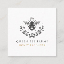 Elegant  Queen Bee Zwart Wit Goud Vierkante Visitekaartje