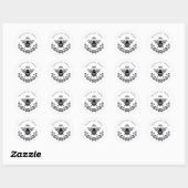Elegant Queen Honey bee Black White Ronde Sticker (Vel)