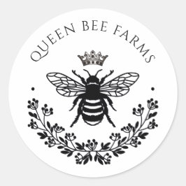 Elegant Queen Honey bee Black White Ronde Sticker
