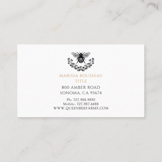 Elegant Queen Honey Bee Visitekaartje (Achterkant)