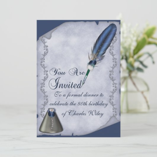 Elegant Quill en Inkwell Kaart (Staand voorkant)