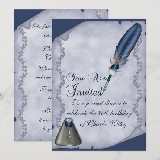 Elegant Quill en Inkwell Kaart (Voorkant / Achterkant)