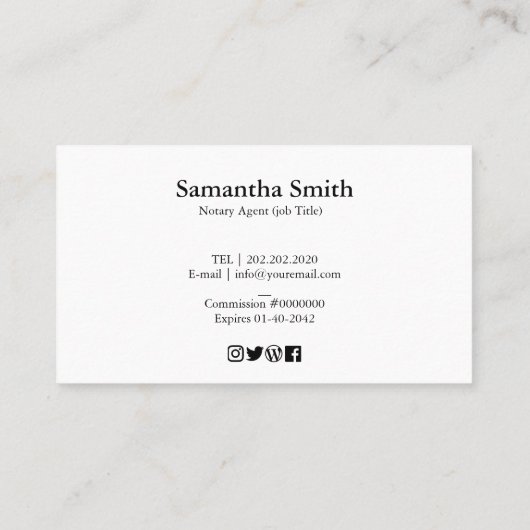 Elegant Quill Pen Logo Visitekaartje (Achterkant)