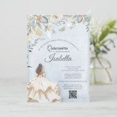 Elegant Quinceanera 15th Birthday Invitation Kaart (Staand voorkant)