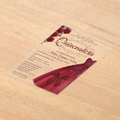 Elegant Quinceanera 15th Birthday Red Burgundy  Acryl Uitnodigingen (Laagn)