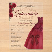 Elegant Quinceanera 15th Birthday Red Burgundy  Acryl Uitnodigingen (Voorkant)