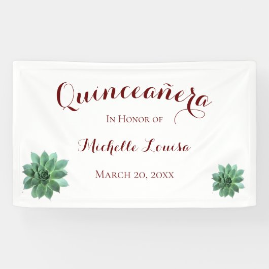 Elegant Quinceanera Birthday Party Banner (Horizontaal)