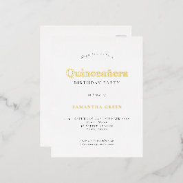 Elegant Quinceañera Birthday Party Glam Real Folie Uitnodiging Briefkaart