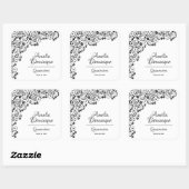Elegant Quinceañera Black en White Vierkante Sticker (Vel)