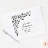 Elegant Quinceañera Black en White Vierkante Sticker (Envelop)