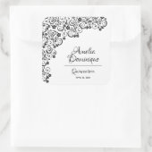 Elegant Quinceañera Black en White Vierkante Sticker (Tas)