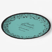 Elegant Quinceañera Black Lace op Turquoise Papieren Bordje (Gekanteld)