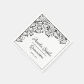 Elegant Quinceañera Black Swirls on White Servet (Hoek)