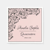Elegant Quinceañera Black zwemt op Blush Pink Servet (Voorkant)
