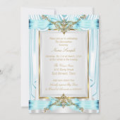 Elegant Quinceanera Blauwgroen Blue Gold Silver Wh Kaart (Achterkant)