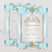Elegant Quinceanera Blauwgroen Blue Gold Silver Wh Kaart (Voorkant / Achterkant)