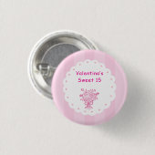 Elegant Quinceañera bloemboeket | Roze & Wit Ronde Button 3,2 Cm (Voorkant /achterkant)