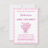 Elegant Quinceañera Bloemenboeket | Roze en wit Save The Date (Voorkant)