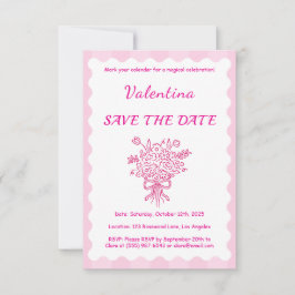 Elegant Quinceañera Bloemenboeket | Roze en wit Save The Date