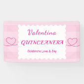 Elegant Quinceañera Bloemenboeket | Roze & Wit Spandoek (Horizontaal)
