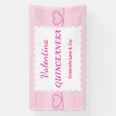 Elegant Quinceañera Bloemenboeket | Roze & Wit Spandoek (Verticaal)