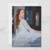 Elegant Quinceanera bloemenscript dank u foto Kaart (Voorkant)