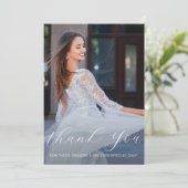 Elegant Quinceanera bloemenscript dank u foto Kaart (Staand voorkant)