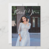 Elegant Quinceanera bloemenscript dank u foto Kaart (Voorkant)