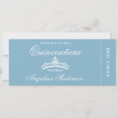 Elegant Quinceanera Blue en White Ticket Kaart (Voorkant)