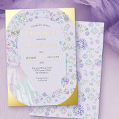 Elegant Quinceanera Diamonds Princess Dress Gold Folie Uitnodiging