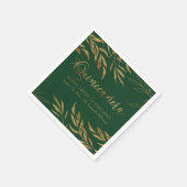 Elegant Quinceanera Emerald Groen en Goud Blad Servet (Hoek)