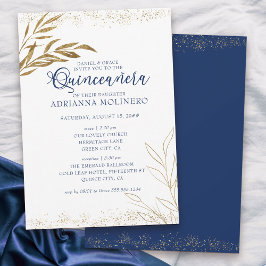 Elegant Quinceanera en Mass Royal Blue Leaf Kaart