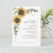 Elegant Quinceanera Floral Sunflower Eucalyptus 15 Kaart (Staand voorkant)