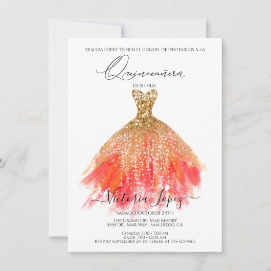 Elegant Quinceañera Glitter Sparkle Spain Kaart (Voorkant)