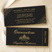 Elegant Quinceanera Gold en Black Ticket Kaart