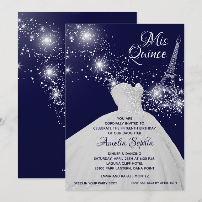 Elegant Quinceañera Gown Eiffeltoren (Voorkant / Achterkant)