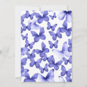 Elegant Quinceanera Invitation Blue Butterflies Kaart (Achterkant)