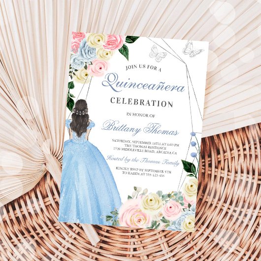 Elegant Quinceañera Invitation Card Kaart