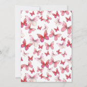 Elegant Quinceanera Invitation Red Butterflies Kaart (Achterkant)