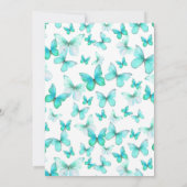 Elegant Quinceanera Invitation Teal Butterflies Kaart (Achterkant)