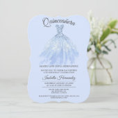Elegant Quinceanera Mis Quince Blue Violet Glitter Kaart (Staand voorkant)