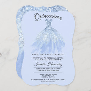 Elegant Quinceanera Mis Quince Blue Violet Glitter Kaart