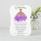 Elegant Quinceanera Mis Quince Orchid Glitter Kaart (Staand voorkant)